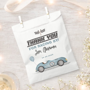 Retro Blue Race Car Fast One 1st Birthday Favour Bags