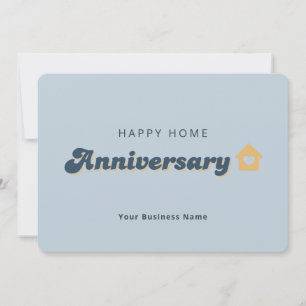 Retro Blue Real Estate Home Anniversary QR Code  Card
