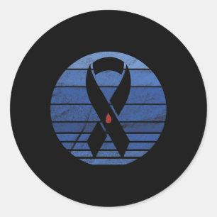 Retro Blue Ribbon Vintage Diabetes Awareness Classic Round Sticker