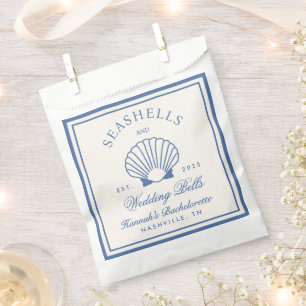 Retro Blue Seashells & Wedding Bells Bachelorette Favour Bags