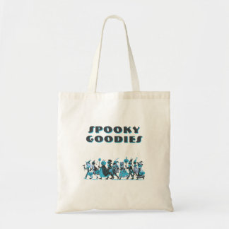 Retro Blue Spooky Goodies Halloween Tote Bag