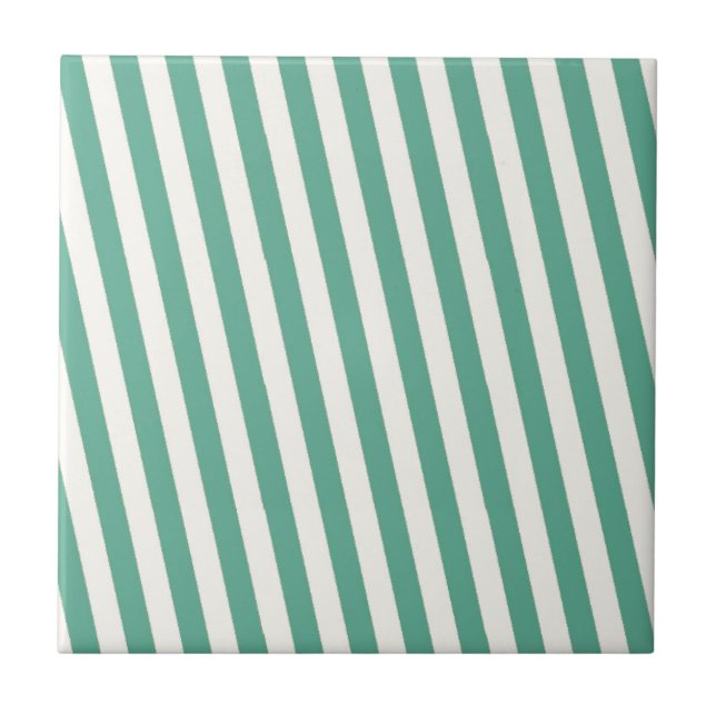 Retro Blue Striped Pattern Tile (Front)