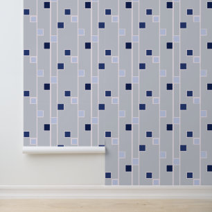 Retro blue stripes and squares wallpaper