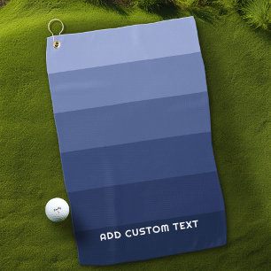 Retro Blue Stripes with Simple Sans Serif Name Golf Towel