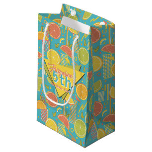 Retro Blue Summer Citrus Fruit Birthday Small Gift Bag