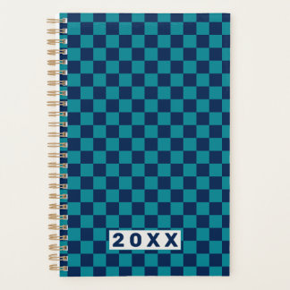 Retro Blue Teal Checkerboard 2026 Planner