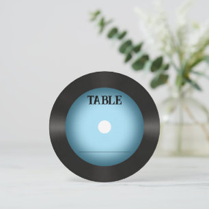 Retro Blue Vinyl Record Wedding Place Card