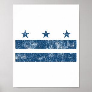 Retro Blue Washington Dc Flag District Of Columbia Poster