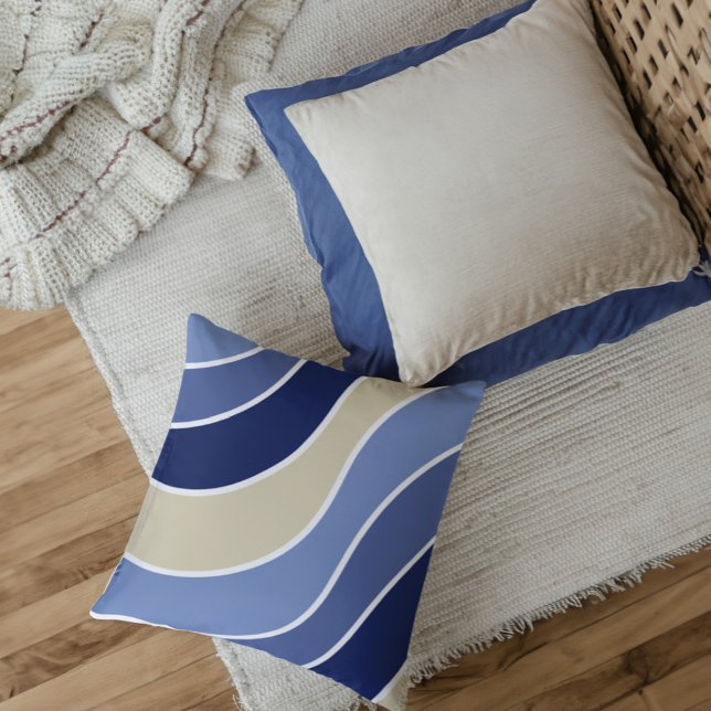 Retro Blue Waves Cushion (Creator Uploaded)