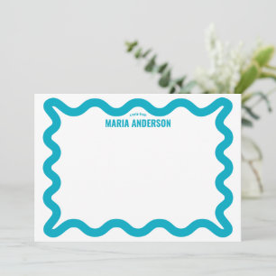 Retro Blue Wavy Border Personalised Card