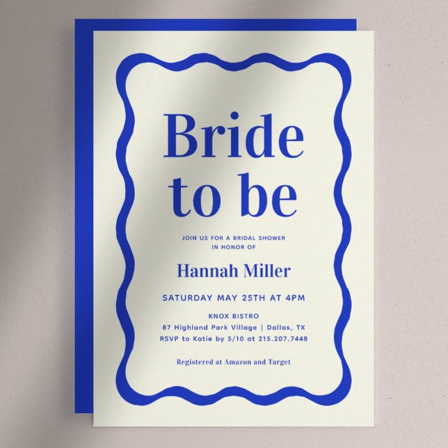 Retro Blue Wavy Colourful Bride To Be Bridal Showe Invitation (Creator Uploaded)