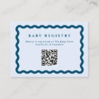 Retro Blue Wavy Frame Baby Registry QR Code
