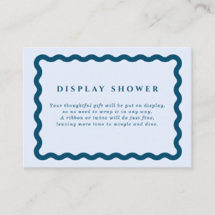 Retro Blue Wavy Frame Baby Shower Display Shower Enclosure Card