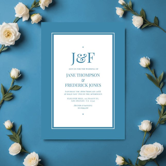 Retro Blue Wedding Invitation (Retro Blue Wedding Invitation)