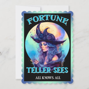 Retro Blue Witch Halloween Cards