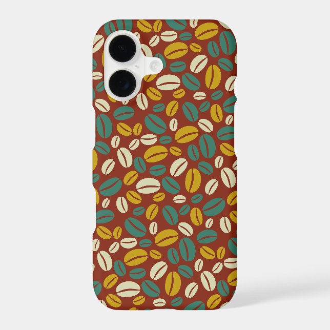 Retro Blue Yellow Brown Java Coffee Beans Pattern  (Back)