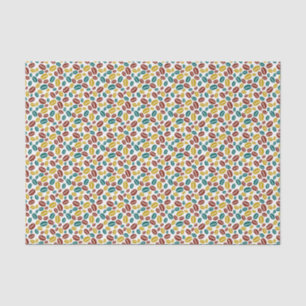 Retro Blue Yellow Brown Java Coffee Beans Pattern Tissue Paper