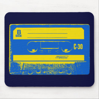 Retro Blue & Yellow Cassette Tape Mouse Pad