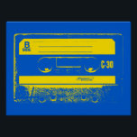 Retro Blue & Yellow Cassette Tape Poster<br><div class="desc">Back in the eighties everyone was wearing headphones and listening to their music on a portable cassette player. Insert your cassette and you had music anywhere anytime, until ‘Side A’ came to an end and the tape had to be turned over to ‘Side B’. People could even make your own...</div>