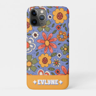 Retro Blue Yellow Red Boho Chic Groovy Floral Case-Mate iPhone Case