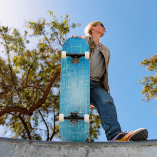 Retro Blueprint Skateboard Art