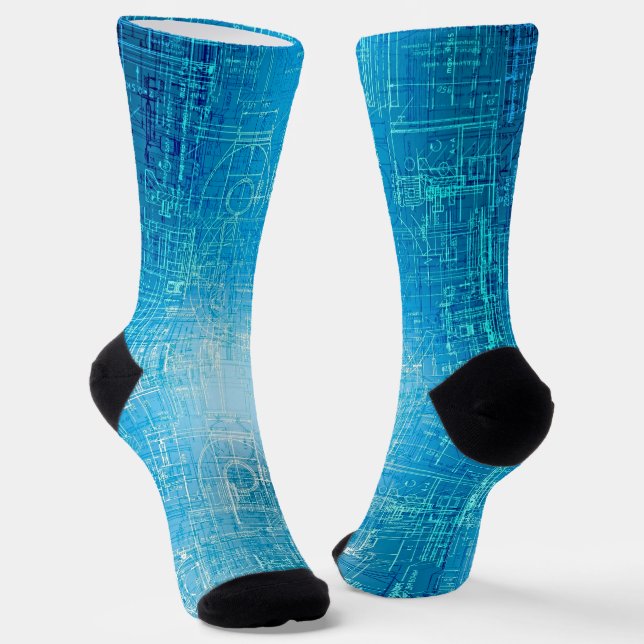 Retro Blueprint Socks – Style Meets Comfort (Angled)