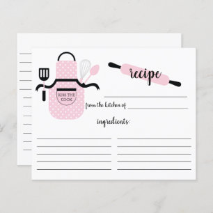 Retro Blush Apron Kitchen Tools Recipe Card
