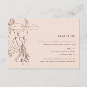 RETRO BLUSH PASTEL LINE DRAWING FLORA RECEPTION ENCLOSURE CARD