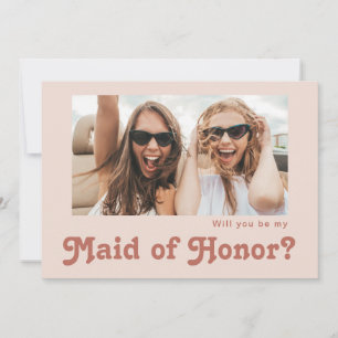 Retro Blush Photo Maid of Honour Proposal Card