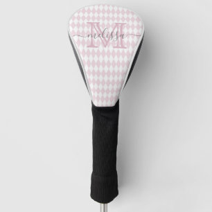 Retro Blush Pink Diamond Shape Pattern  Ping Pong  Golf Head Cover