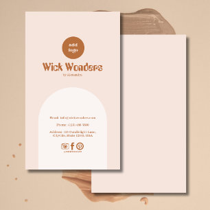 Retro Blush Pink Terracotta Arch Candle Business Card