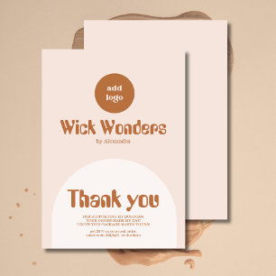 Retro Blush Pink Terracotta Arch Candle Thank You Card