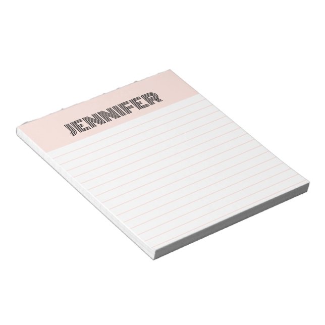Retro Blush Pink With Lines Personalised Notepad (Angled)