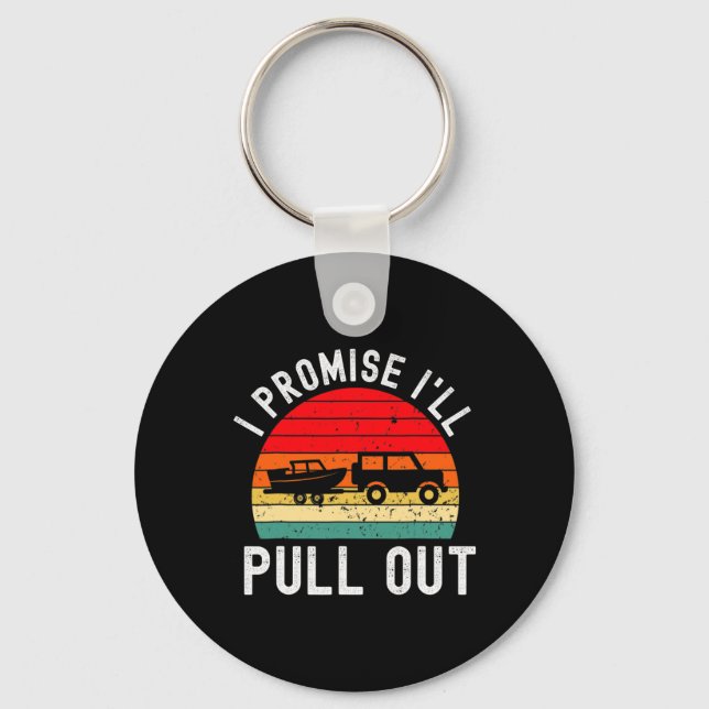 Retro Boating Men Funny Boat Captain Hate Pulling  Key Ring (Front)