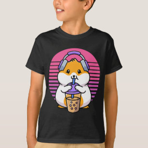 Retro Boba And KPop  Kawaii Hamster K-Pop Merchand T-Shirt