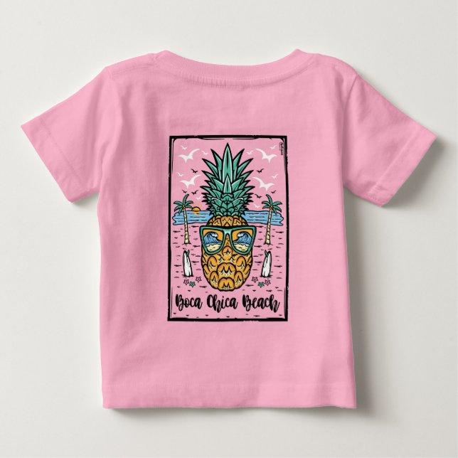 Retro Boca Chica Beach both sides artwork. T-Shirt (Back)