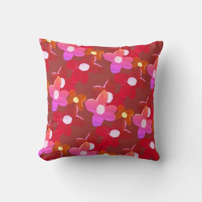 Retro Bohemian Floral Cushion (Front)