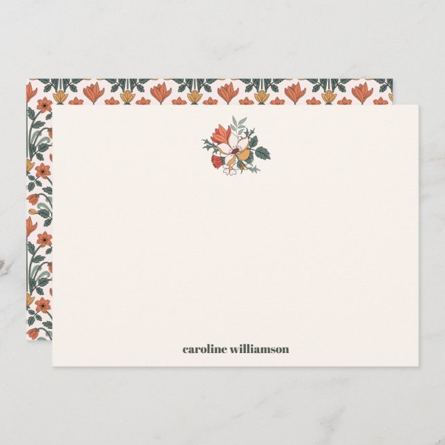 Retro Bohemian Floral Nouveau Bridal Shower Custom Thank You Card (Front/Back)