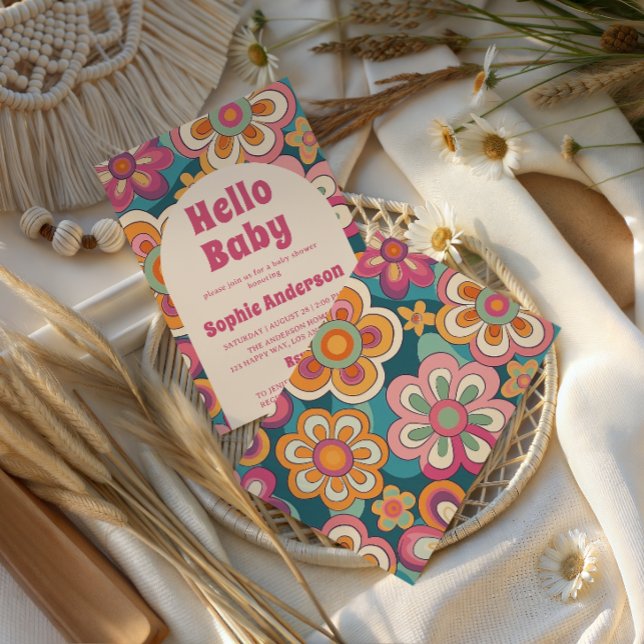 Retro Boho 70s Groovy Floral Baby Shower    Invitation (Creator Uploaded)
