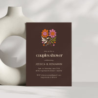 Retro Boho 70s Smile Floral Groovy Couples Shower