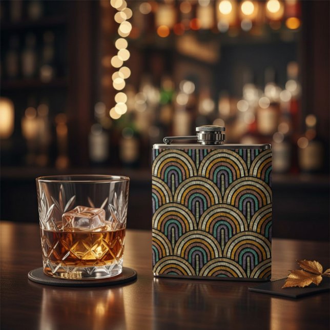Retro Boho Arch Pattern Vinyl Wrapped Flask (Creator Uploaded)