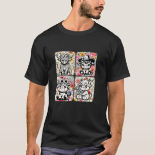 Retro Boho Baby Cow Farm Flower Farmer Floral Wome T-Shirt