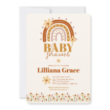 Retro Boho Baby Shower Invitation