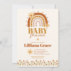 Retro Boho Baby Shower Invitation