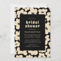 Retro Boho Black White Floral Bridal Shower