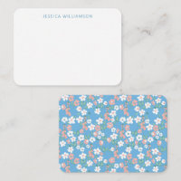 Retro Boho Blue Ditsy Floral Custom Gift Enclosure
