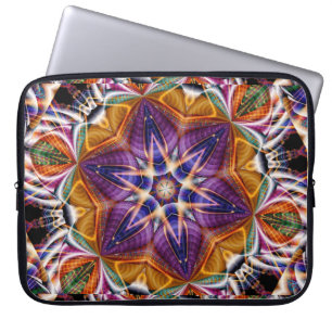 Retro Boho Bohemian Hippie Trippy Rosette Mandala Laptop Sleeve