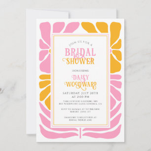 Retro Boho Bold Floral Bridal ShowerInvitation Invitation