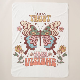 Retro Boho Butterfly Throw Blanket