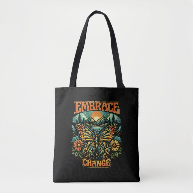 Retro Boho Butterfly Wings of Peace Tote Bag (Front)